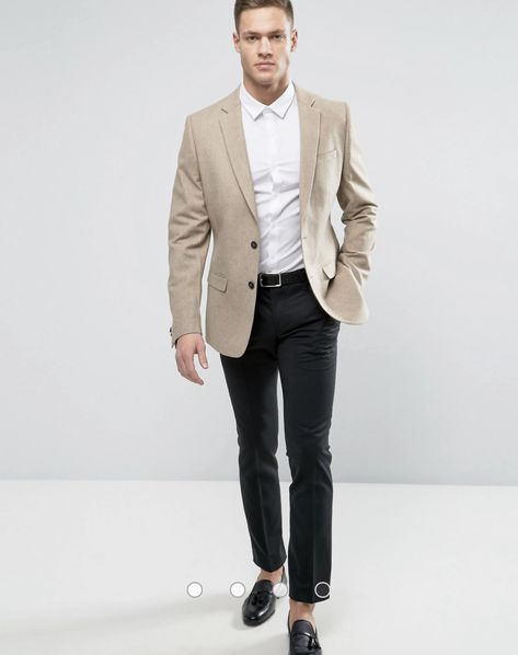 Cream Blazer Outfit Men, Cream Blazer Outfit, Striped Blazer Outfit, Beige Blazer Outfit, Mens Outfit Ideas, Work Clothes Ideas, Men's Capsule Wardrobe, Black Outfit Men, Smart Wear