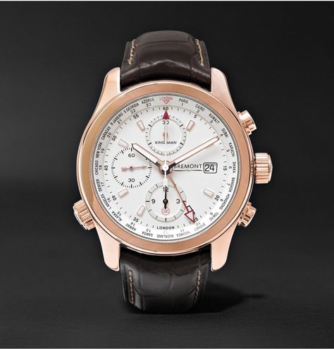 Kingsman  Bremont ALT1-WT/WH World Timer 43mm Rose Gold and Leather Automatic Chronograph Watch by MR PORTER  Kingsman  Bremont ALT1-WT/WH World Timer 43mm Rose Gold and Leather Automatic Chronograph Watch by MR PORTER Perfect Model, Mens Designer Fashion, Pilots, Mr Porter, Chronograph Watch, Cool Watches, Jaeger Watch, Chronograph, Time Piece