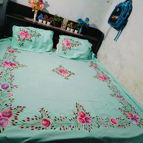 Hand painted bedsheet 90*100size Pure cotton Cash on delivery not available For order contact on 7710863253 Pre-booking only Advance booking is compulsory Preparation time one to months based on number of orders For bigger size of the bedsheet price will increase Price also depends on painter and Design and fabric of the Bedsheet Bed Cover Design, Alpona Design, Fabric Paint Diy, Fabric Painting On Clothes, Fabric Paint Designs, Crochet Fashion Patterns, Painted Clothes, Fabric Paint, Cash On Delivery