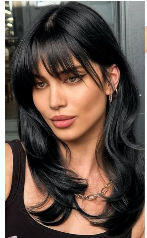 Medium Length Hair Cuts With Bangs, Hair Inspiration Long, Curly Hair Types, Gorgeous Hair Color, Hair Inspiration Short, Hairstyles For Layered Hair, Emo Hair, Wispy Bangs, Long Straight Hair