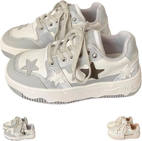 THESE ARE SO CUTE OMG Hibbett Sports Shoes, Y2k Items To Buy, Aesthetic Star Outfit, Cute Clothing Accessories, Star Platform Shoes, Cute Y2k Shoes, Trending Tennis Shoes 2024, Y2k Shoes Aesthetic, Front View Shoes