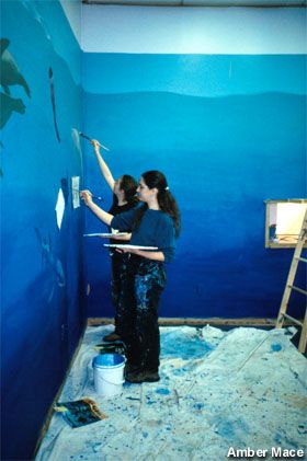 Underwater Mural Painting, Undersea Painting, Ocean Murals, Underwater Bathroom, Water Bedroom, Undersea Mural, Ocean Kids Room, Sunday School Classroom Decor, Sea Bedrooms