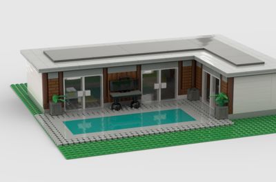 LEGO IDEAS - Iluminated House Lego House Layout, Modern Lego House, Lego Modern House, Lego Pool, Lego Island, Lego Fortnite, Huge Pool, Lego House Ideas, Lego Boat