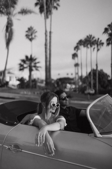 Car Engagement Photos, Creative Engagement Photos, Sunset Cliffs San Diego, Classic Car Photoshoot, Vintage Engagement Photos, Film Shots, Creative Engagement Photo, Vintage Car Wedding, Sunset Cliffs