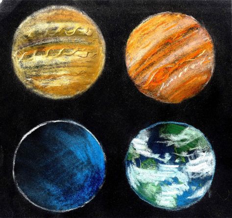 Planet Chalk Art, Space Chalk Art, Wall Doodles, Space Art Projects, Fun Chalk Art, Planet Painting, Chalk Design, Gouache Illustrations, Space Illustration