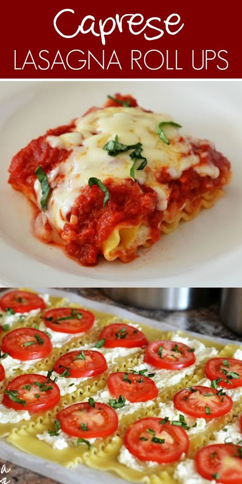 Caprese Lasagna Roll Ups Caprese Lasagna Roll Ups Recipe, Caprese Lasagna, Vegetarian Lasagna Roll Ups, Tomato Basil And Mozzarella, Meatless Lasagna, Lasagna Rolls Recipe, Asian Food Recipes, Ground Beef Pasta Recipes, Lasagna Roll Ups