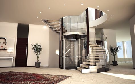 Sandringham House, Home Elevators, Home Elevator, Luxury Staircase, Circular Stairs, Elevator Design, Glass Elevator, Staircase Remodel, Stairway Design