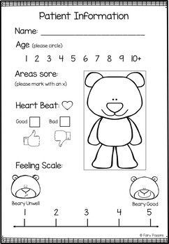 Counting Bear Activities, Teddy Bear Hospital, Hospital Dramatic Play, Bear Activities, Counting Bears, Dramatic Play Printables, Community Helpers Theme, Teddy Bear Day, Role Play Areas