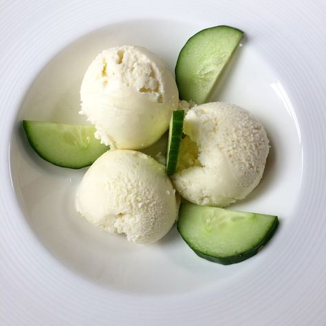 Cucumber ice cream, really? – Diary of a Country Girl Strawberry Banana Cheesecake Salad, Basil Ice Cream, Plate Recipes, Ice Cream Ingredients, Cucumber Recipes, The Greenhouse, No Dairy Recipes, Frozen Desserts, Ice Cream Recipes