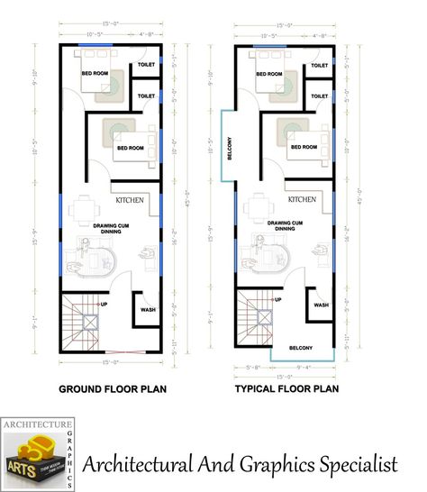 This is entry #8 by archmamun in a crowdsourcing contest Need a Fantastic House plan of 15'x45' Area for $150.00 posted on Freelancer! 20x30 House Plans, 20x40 House Plans, 30x40 House Plans, Narrow House Plans, 2bhk House Plan, House Plans With Pictures, House Plans With Photos, Indian House Plans, Little House Plans