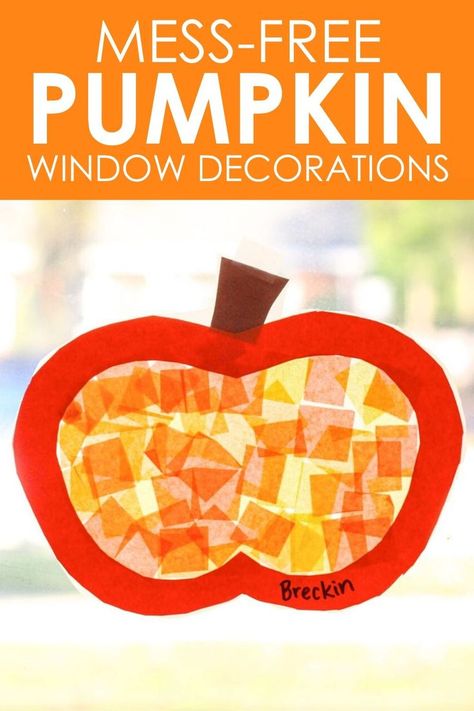 Classroom Window Decorations, Pumpkin Crafts Preschool, Stained Glass Pumpkin, Halloween Classroom Decorations, Fall Classroom Decorations, Tissue Paper Crafts, Window Crafts, Pumpkin Activities, Kindergarten Art Projects