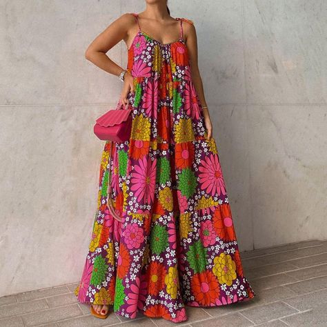 Boho Dress Pattern, Vintage Dresses Online, Loose Midi Dress, Long African Dresses, Mode Turban, A Line Maxi Dress, African Maxi Dresses, Maxi Dress Outfit, Boho Dresses