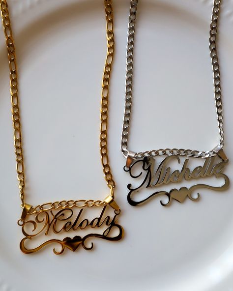 Name necklaces now available in 3 luxe finishes: gold, silver, rose gold✨. Free shipping this weekend, don’t miss out! ✨ - Link in bio to shop @mdxm.co 💌 - #customnamenecklace #namenecklace #nameplate #stainlessteeljewelry #waterproofjewelry #everydayjewelry #personalizedjewelry #goldnecklace #silvernecklace #rosegoldnecklace #trendynecklaces Trendy Necklaces, Waterproof Jewelry, Custom Name Necklace, Rose Gold Necklace, Everyday Jewelry, Name Plate, Name Necklace, Personalized Jewelry, Silver Necklace