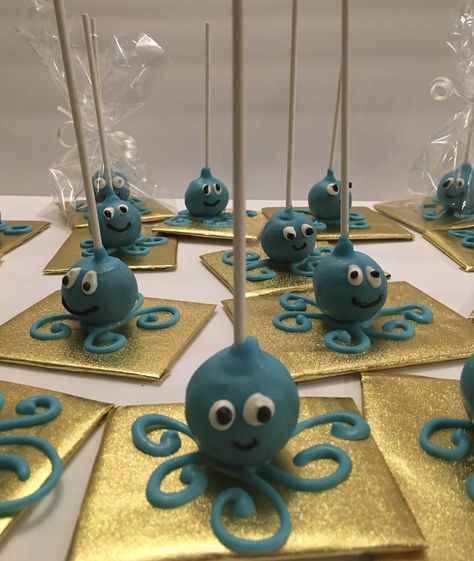 Octopus Cake Pops, Under The Sea Themed Party, Octopus Cake, Cardboard Boat, Turtle Cake, Candy Sticks, Pirate Birthday, Dessert Buffet, Castle Rock