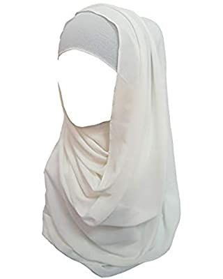 Lina & Lily Solid Color Bubble Chiffon Muslim Hijab Long Scarf (White) Niqab Dress, White Hijab, Hijab Abaya, Eid Outfit, Head Wrap Scarf, Muslim Hijab, Cute Little Drawings, Niqab, Long Scarf