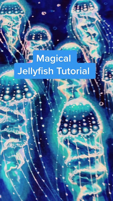 Magical Jellyfish Drawing, How To Paint Jellyfish, How To Draw Jellyfish, Magical Jellyfish, Jellyfish Tutorial, Diy Jellyfish, Jellyfish Drawing, Darkest Night, Moon Princess