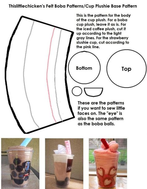 DOWNLOAD FOR FULL SIZED IMAGE. Copy into a program like Paint, and then print it out for the true-to-size pattern. Base patterns for Boba Cup:[link] , Iced Coffee Cup: , and Strawberry Slush: Boba Cup, Strawberry Slush, Fleece Crafts, Christmas Santa Gifts, Coffee Cups Diy, Felt Food Diy, Felt Food Patterns, Felt Cupcakes, Christmas Tree Box