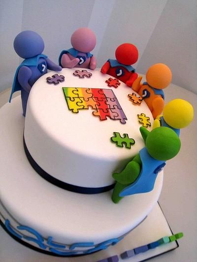 Puzzle Cake, Building Cake, Anniversary Cake Designs, Office Team, Anniversary Cake, Business Meeting, Cake Creations, Birthday Cakes, Cake Ideas