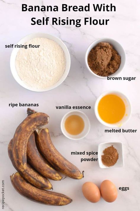 Banana Muffins With Self Rising Flour, Banana Muffins Self Rising Flour, Recipes That Use Self Rising Flour, Self Raising Flour Banana Bread, Banana Bread Using Self Rising Flour, What To Make With Self Rising Flour, Banana Bread With Bread Flour, How To Make Self Rising Flour, Self Rising Flour Banana Bread