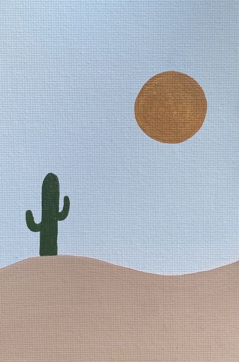 Easiest Canvas Painting For Beginners, Easy Minimalist Paintings For Beginners, Easy And Simple Paintings, Easy Things To Draw And Paint, Basic Canvas Painting Ideas Simple, Painting Beginners Ideas, Very Easy Paintings For Beginners Canvas, Canvas Painting Cactus, Easy Paint Ideas For Beginners