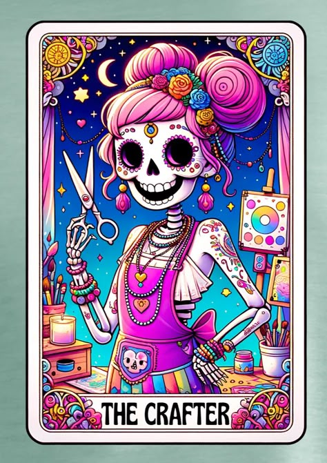 Skull Tarot Cards, Witchcraft Pictures, Santa Muerte Art, Really Cool Backgrounds, Funny Tarot, Sugar Skull Artwork, Sublimation Ideas Projects Inspiration, Sugar Skull Art, Tarot Cards Art