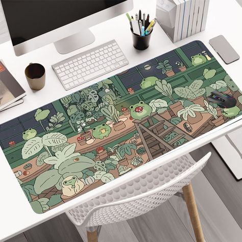 Faster shipping. Better service Kawaii Green, Bureau Decor, Game Setup, Green Desk, Gaming Desk Mat, Functional Desk, Plant Aesthetic, Gaming Desk, Plant Pattern