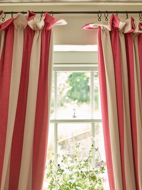 Ruffled Curtains Bedroom, Stripes Curtains, Red Toile, Neutral Bedrooms, Striped Curtains, Short Curtains, Long Curtains, Pleated Curtains, Cafe Curtains