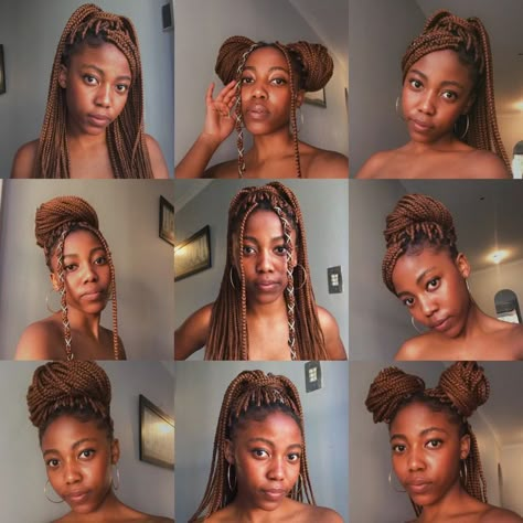 Box Braids Ways To Style, Up Do With Braids For Black Women, Braid Hairstyles For Black Women Short Hair, Styling My Box Braids Black Women, Styles To Do With Box Braids Hairstyles, Box Braids Hairstyles For Wedding Guest, Styles To Put Your Box Braids In, Hairstyle With Box Braids Ideas, Box Braid Style Ideas