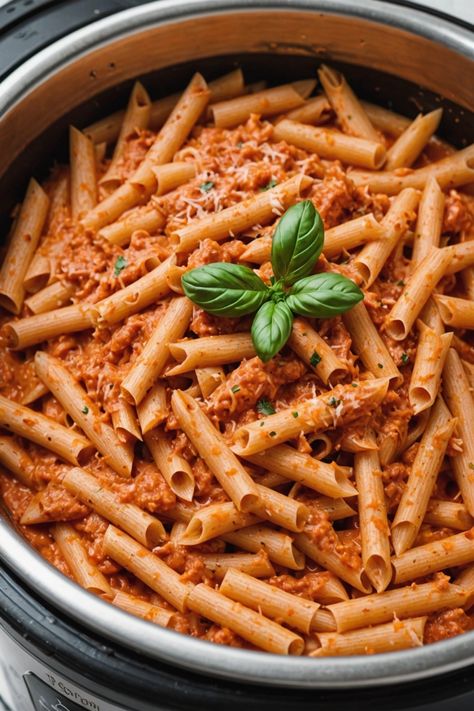 A photo of a  Slow Cooker Penne alla Vodka which is a type of Crockpot Pasta Recipes Crockpot Spaghetti, Crockpot Pasta Recipes, Crockpot Pasta, Best Crockpot, Penne Alla Vodka, Vodka Pasta, Easy Crockpot Dinners, Alla Vodka, Crockpot Dinners