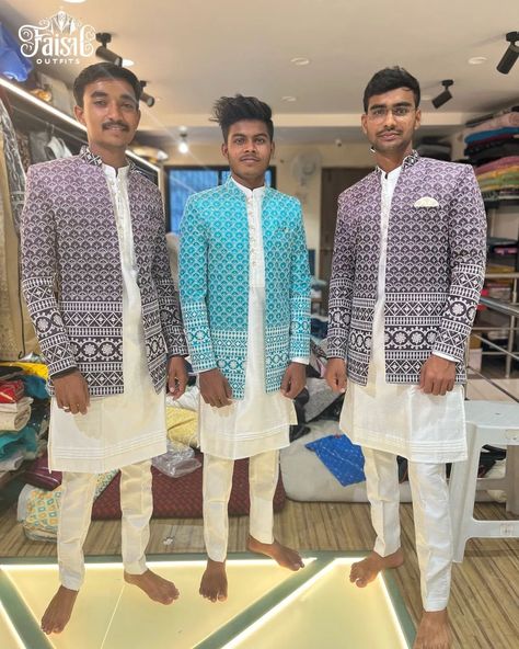 Wedding Special Trending Designer Luxury Kurta Pajama With Jeckit Set 🔥💥 👉 PLEASE FOLLOW @faisal_outfits FAISAL OUTFITS IS FEATURING PLATFORM FOR MEN'S FASHION | COUTURE | STYLE | LIFESTYLE ___________________________________________________ 👉 MADE TO MEASURE AVAILABLE 🔥 TAKE A SCREENSHOT AND SEND ME ON WHATSAPP FOR ORDER 👇👇👇 🌟 BOOK YOUR ORDER ON WHATSAPP 👉+91 9027731632 🌟 ALSO DM US TO ORDER ⬇️ 👉 @faisal_kurta_design44 ___________________________________________________ 🌟 GET YOUR D... Ootd Men Streetwear, Jodhpuri Suits For Men, Designer Kurta, Old Outfits, Pajama Fashion, Couture Style, Wedding Dress Men, Take A Screenshot, Mens Casual Dress Outfits