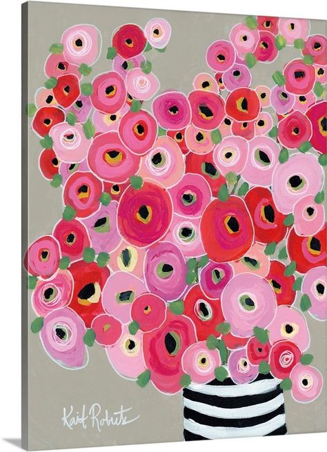 Large Solid-Faced Canvas Print Wall Art Print entitled Born to Stand Out Painting Of Flowers, Abstract Flower Art, Flower Art Painting, White Hot, Diy Canvas Art, Op Art, Abstract Flowers, Whimsical Art, Pink Pink