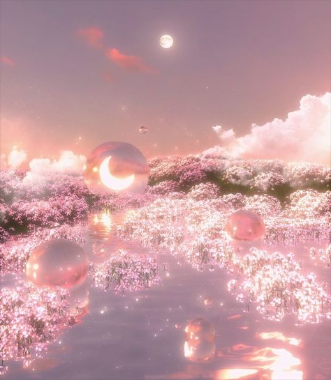 Mizuki Aesthetic, Pink Glitter Aesthetic, Heavenly Aesthetic, Playlists Cover, Kawaii Flowers, Square Wallpaper, Unicorn Ideas, Magical Flowers, Sun Space