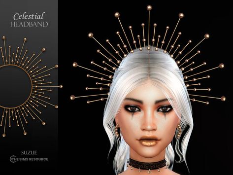 Sims 4 Celestial Cc, Sims 4 Headpiece, Sims 4 Cc Angel Halo, Sims 4 Alien Ears, Sims 4 Cc Star Necklace, Sims 4 Medieval Headpiece, Celestial Headband, Planet Earrings, Clothes Cc