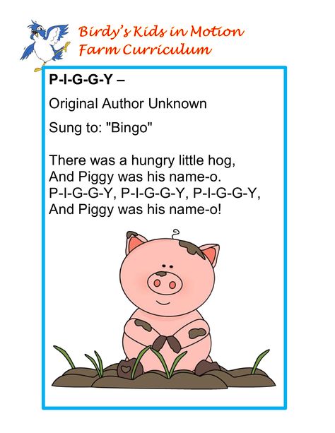 Pig Songs For Preschool, Farm Poems For Preschool, Farm Songs Preschool, Farm Songs For Toddlers, Farm Animal Movement, Farm Curriculum, Preschool Farm Crafts, Preschool Lesson Plans Themes, Farm Animal Songs