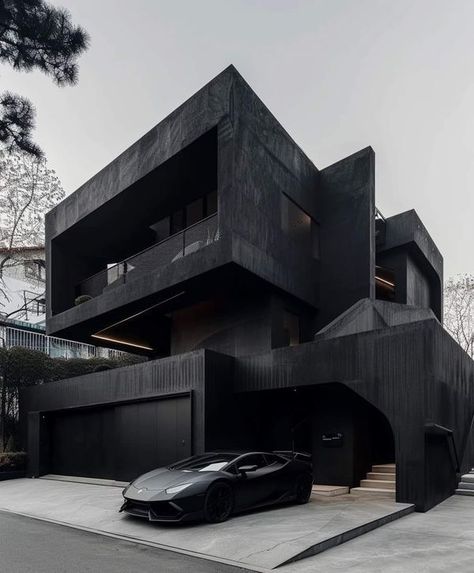 Dark Modern House, Dream House Pictures, Black Architecture, Futuristic House, Dream Things, Dark Modern, Dark House, Dream Life House, Beach Homes