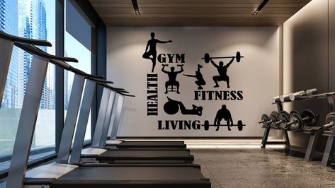 Gym Lover Wallpaper, Gym Lines, Gym Interior Design Wall, Gym Wall Design, Gym Murals, Gym Makeover, Gym Wall Stickers, Workout Wall, Emom Workout