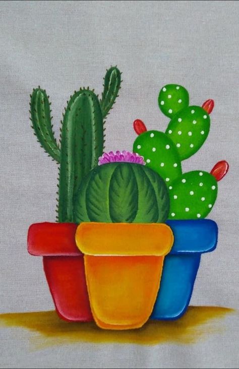 Easy Cactus Painting, Mexican Folk Art Decor, Painted Rock Cactus, Cactus Paintings, Diy Canvas Art Easy, Cactus Drawing, Painting Flowers Tutorial, Cactus Painting, Canvas Painting Tutorials