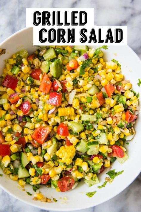 Roasted Corn Salad, Corn Recipes Side Dishes, Healthy Corn, Fresh Corn Salad, Grilled Salad, Grilled Corn Salad, Corn Dishes, Boat Food Ideas, Corn Salad Recipes