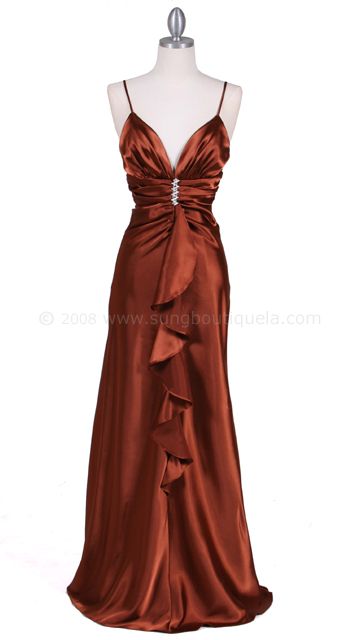 Copper Gown, 1930's Dresses, Rusting Wedding, Bronze Dress, Coordinates Outfits, Satin Halter Dress, Satin Evening Dresses, Gowns Prom, A Dress