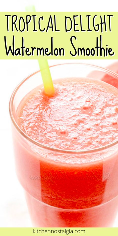 Take advantage of the tropical flavors of pineapple and coconut combined with the refreshing sweetness of watermelon in this delicious smoothie recipe. With a hint of vanilla, this smoothie is perfect for the health-conscious and those with dietary restrictions, as it is vegetarian, vegan, fruitarian, and raw foodist-friendly. Start your day the right way with this refreshing and nutritious watermelon smoothie! Pineapple And Coconut Milk, Nostalgia Recipes, Kitchen Nostalgia, Watermelon Smoothie, Pineapple And Coconut, Healthy Baked Chicken, Frozen Watermelon, Protein Dinner, Yummy Smoothie Recipes