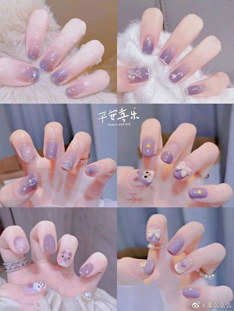 Nail 2022, Violet Nails, Acrylic Nails Nude, Heart Nail Designs, Korean Nail Art, Lilac Nails, Rose Nail Art, Korean Nails, Christmas Nail Art Designs