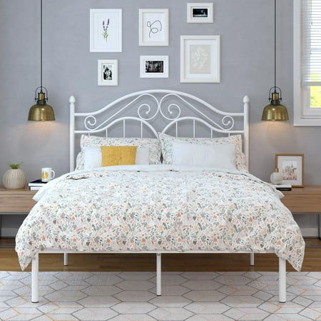 White metal bed frame