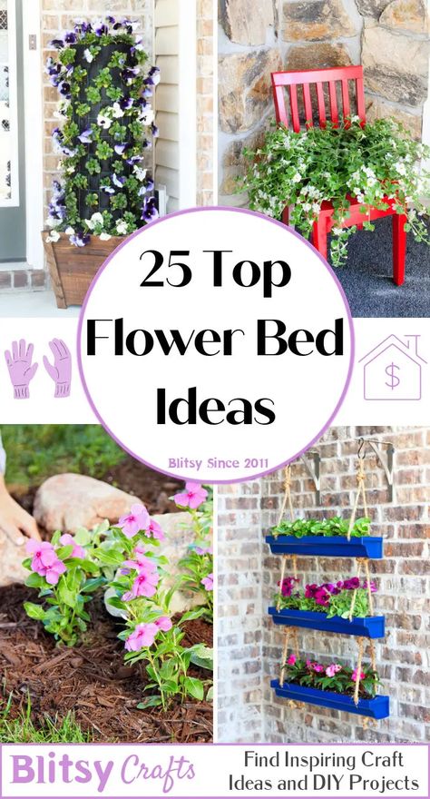 25 Top Flower Bed Ideas To Decorate Your Garden - Blitsy Above Ground Flower Beds, Diy Flower Bed Ideas, Diy Flower Bed, Wooden Garden Bed, Raised Flower Beds, Garden Flower Beds, Flower Tower, Flower Bed Ideas, Wooden Planter Boxes