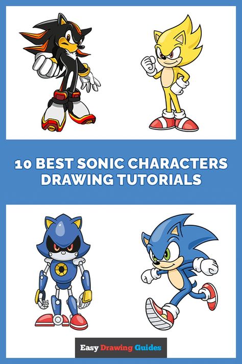 10 Best Sonic Characters Drawing Tutorials. Learn how to draw Sonic Characters topics with these step by step drawing tutorials. See all drawing tutorials on https://easydrawingguides.com/easy-sonic-characters-drawing-ideas-for-kids-and-beginners/ Fox Drawing Tutorial, Sonic The Hedgehog Running, Joker Logo, Draw Sonic, How To Draw Sonic, Drawing Ideas For Kids, Hedgehog Drawing, Characters Drawing, Fox Drawing