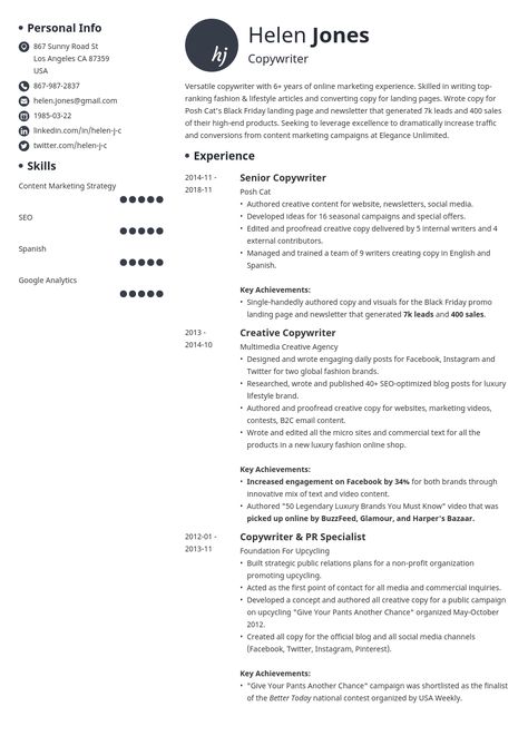 Content Writer Resume, Writer Resume, Resume Skills List, Resume Template Creative, Resume Summary Examples, Best Writing, Resume Layout, Job Resume Examples, Resume Summary