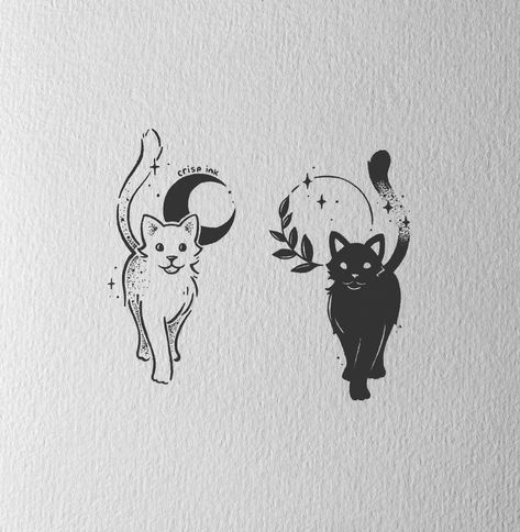 Whichy Vibes Tattoo, Casper Tattoo, Tattoo Partner, Crisp Ink, Muster Tattoos, Tattoos Geometric, Cat Tattoo Designs, Cute Little Tattoos, Bff Tattoos