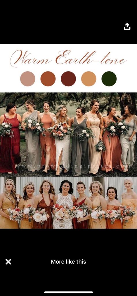 Fall Earthy Wedding Color Schemes, Earthy Tone Wedding Guest Dress, Earthy Winter Wedding, Summer Earth Tone Wedding, Earth Tone Wedding Dress, Bridesmaid Dresses Earth Tones, Warm Earth Tone Wedding, Earthy Bridesmaid Dresses, Earth Tone Wedding Theme