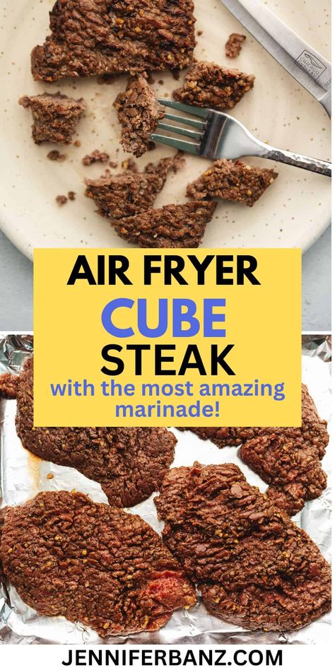 A quick 5 ingredient marinade and your air fryer is all you need to make the most tender and delicious cube steak. This easy recipe is naturally keto friendly. Serve it with a side of gravy for the perfect dinner. Best Cube Steak Recipe, Best Cubed Steak Recipe, Air Fryer Cube Steak, Tender Cube Steak, Beef Cube Steak Recipes, Leftover Steak Recipes, Beef Cubed Steak, Ways To Cook Steak, Cube Steak Recipes