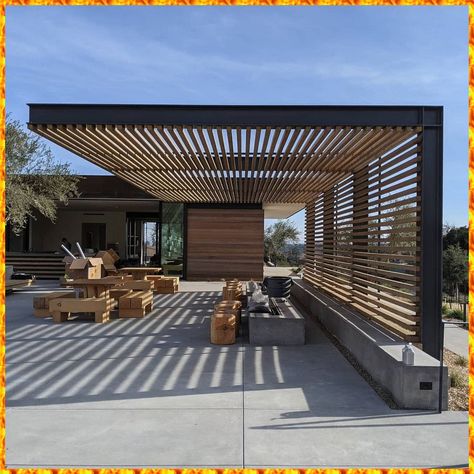 [PaidLink] 49 Modern Pergola Patio Recommendations You've Never Considered This Season #modernpergolapatio Modern Pergola Patio, Rooftop Design, Modern Pergola, Rooftop Terrace Design, Backyard Pavilion, Inspire Me Home Decor, Terrace Design, Pergola Patio, Pergola Designs