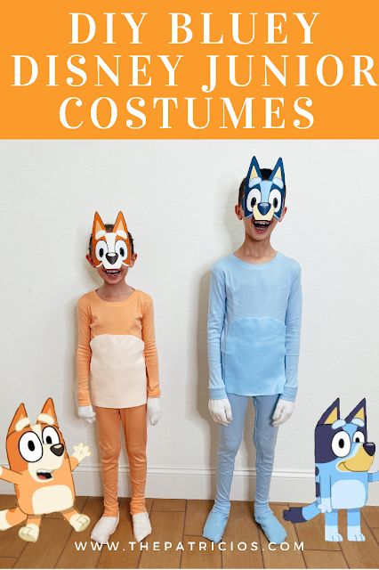 Bluey Family Halloween Costume Diy, Bingo Halloween Costumes, Bingo And Bluey Costume Ideas, Diy Bingo Costume, Bluey Family Costumes, Bluey Bingo Halloween Costume, Diy Bluey Costume, Bluey And Bingo Costume, Bluey Costume